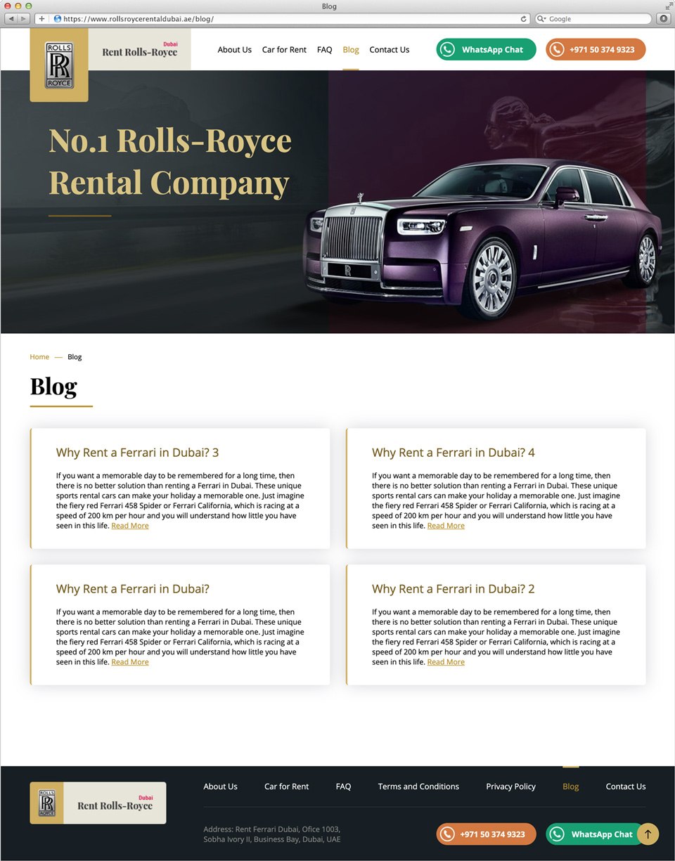 Rolls Royce Rental Dubai | Beontop Portfolio Blogs Page
