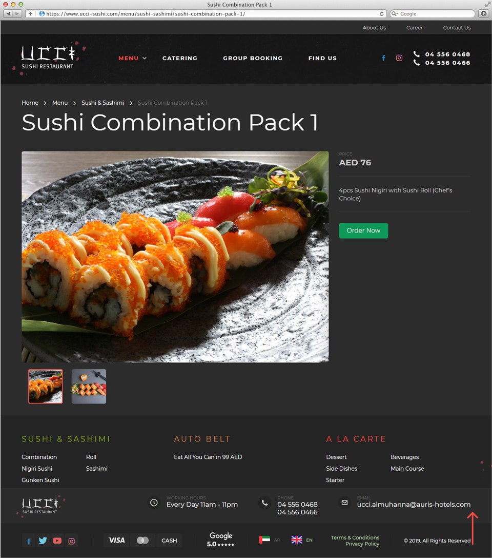 Ucci Sushi | Beontop Portfolio Product Page