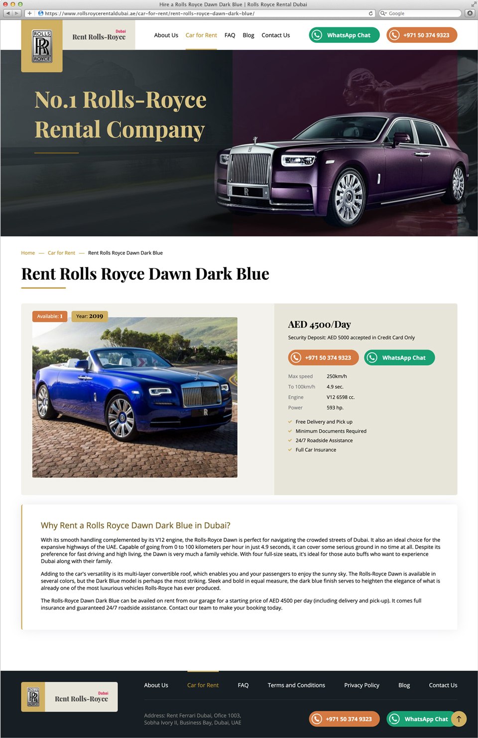Rolls Royce Rental Dubai | Beontop Portfolio Product Page