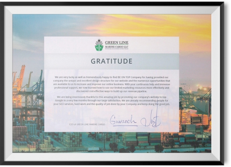 GRATITUDE FROM GREEN LINE MARINE CARGO