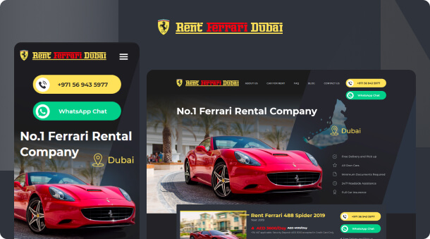 New Website and SEO Services for Rent Ferrari Dubai