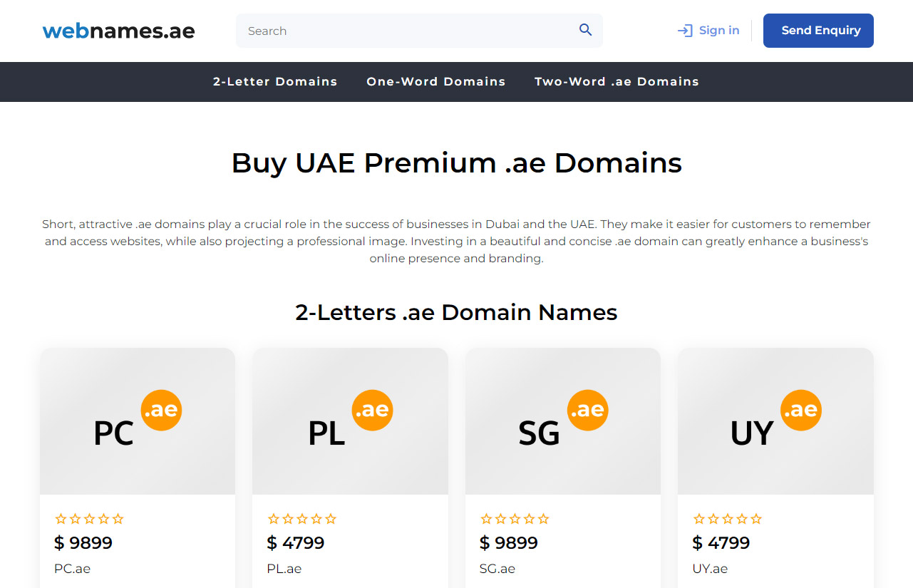 WebNames Premium ae Domains in the UAE