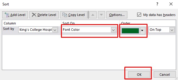 Excel Filter by Font Color