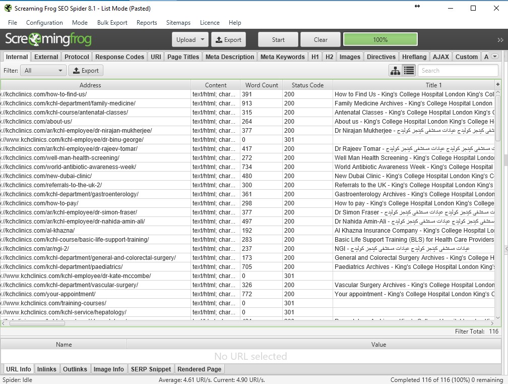 Scan URLs by SEO Frog