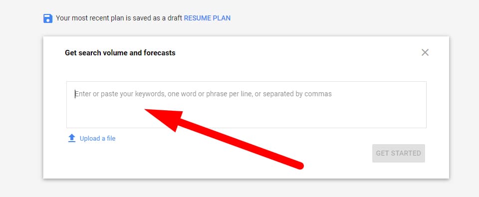 Add Keyword to Keyword Planner